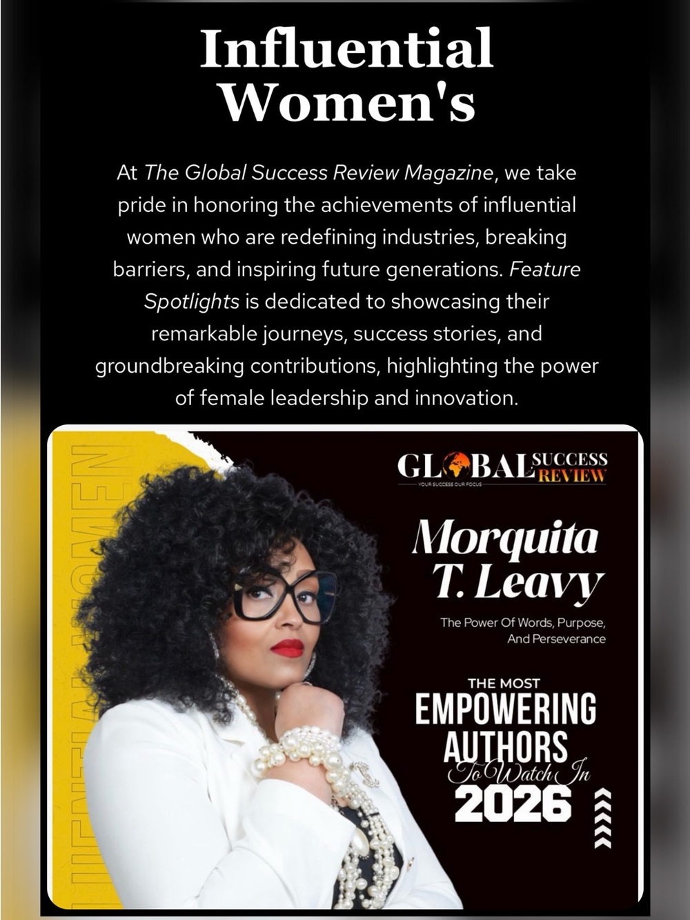 Influential Women's Magazine Cover - Morquita T. Leavy